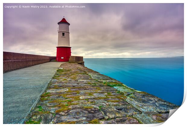 The Breakwater Lighthhouse Berwick-Upon-Tweed  Print by Navin Mistry