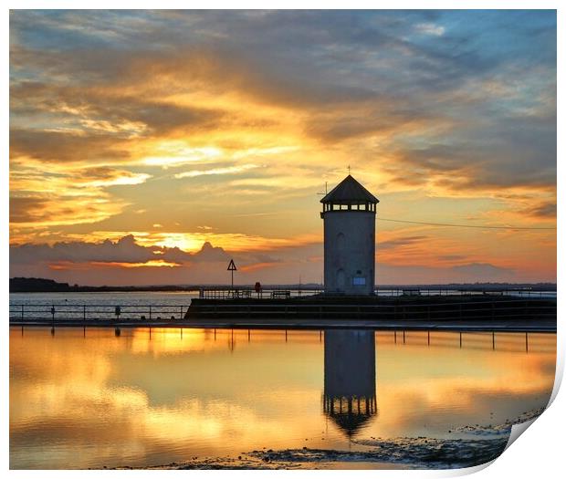  Sun set reflections over the Brightlingsea tidal pool  Print by Tony lopez