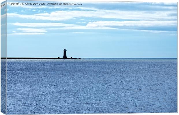 Breakwater Lighthouse Canvas Print by Chris Day