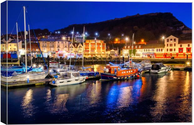 Scarborough Harbour at Blue Hour Canvas Print by Tim Hill