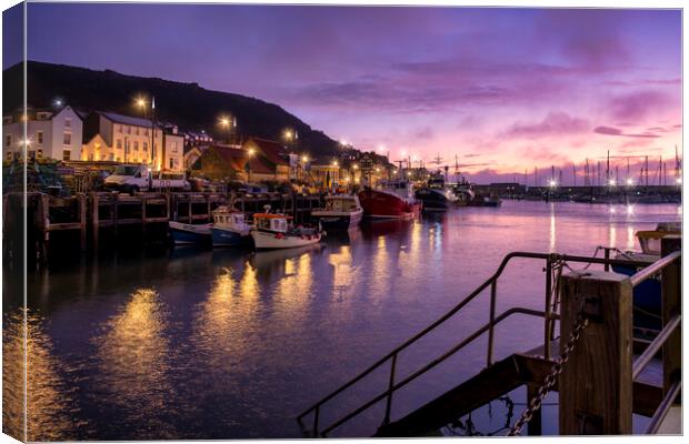Serene Sunrise in Scarborough Harbour Canvas Print by Tim Hill