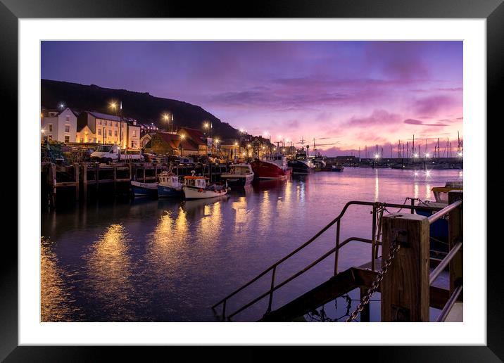 Serene Sunrise in Scarborough Harbour Framed Mounted Print by Tim Hill