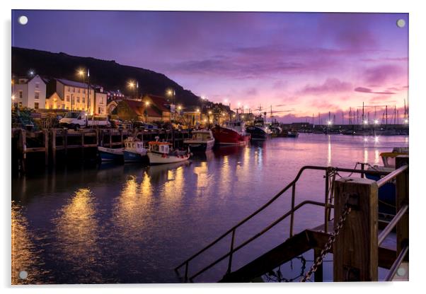 Serene Sunrise in Scarborough Harbour Acrylic by Tim Hill
