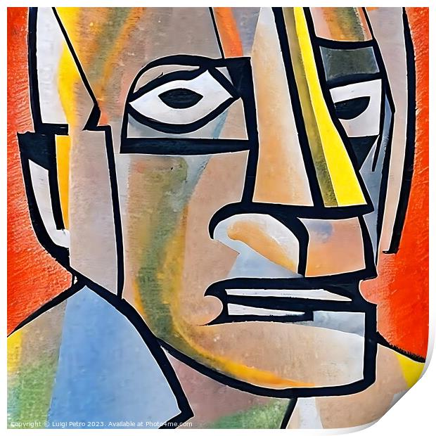 Vibrant Cubist Portrait of Elderly Man Print by Luigi Petro