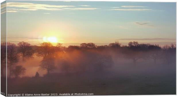 Sunrise over English Countryside  Canvas Print by Elaine Anne Baxter