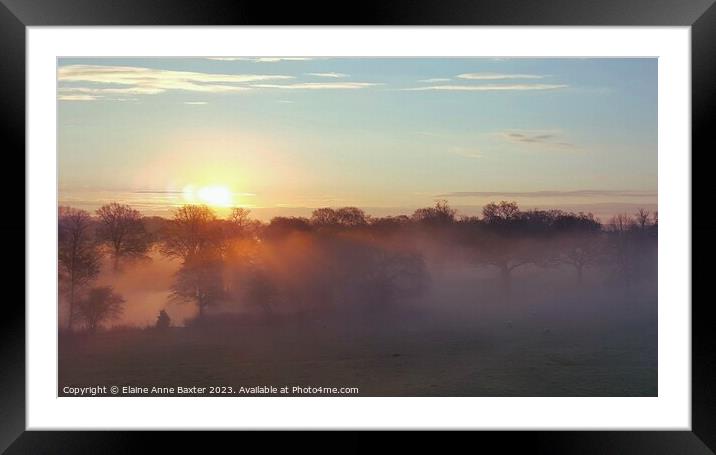 Sunrise over English Countryside  Framed Mounted Print by Elaine Anne Baxter