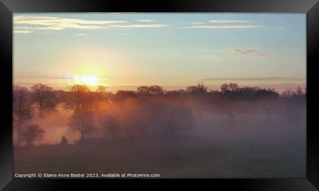 Sunrise over English Countryside  Framed Print by Elaine Anne Baxter