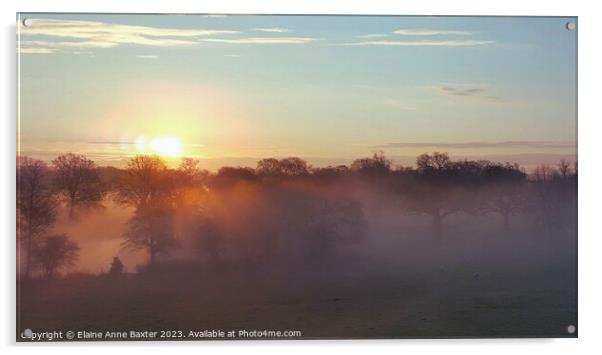Sunrise over English Countryside  Acrylic by Elaine Anne Baxter
