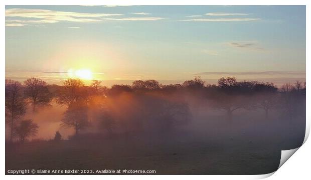 Sunrise over English Countryside  Print by Elaine Anne Baxter