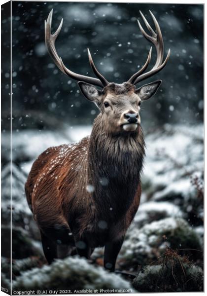 Snowy Deer Stag Canvas Print by Craig Doogan Digital Art
