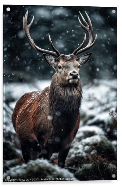 Snowy Deer Stag Acrylic by Craig Doogan Digital Art
