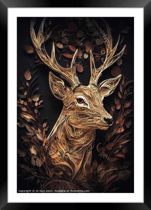 Deer Paper Art Framed Mounted Print by Craig Doogan Digital Art