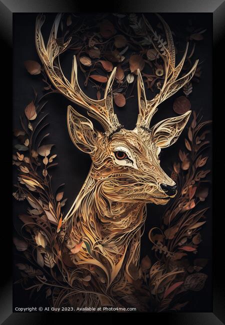 Deer Paper Art Framed Print by Craig Doogan Digital Art