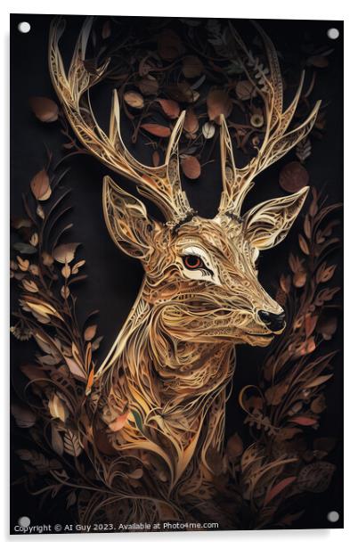 Deer Paper Art Acrylic by Craig Doogan Digital Art