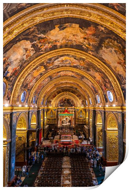 St John Co-Cathedral Church Interior in Valletta Print by Artur Bogacki