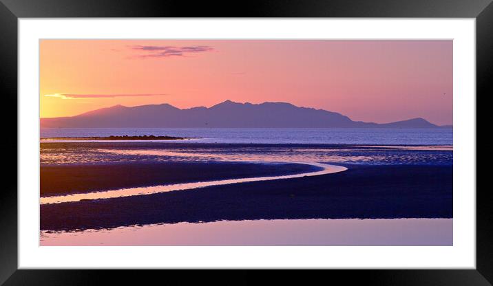 Scottish islands sunset, Arran viewed from Ayr Framed Mounted Print by Allan Durward Photography