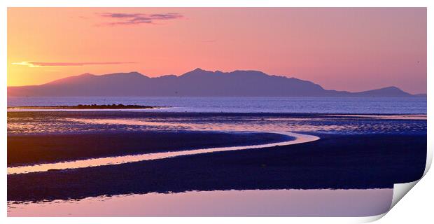 Scottish islands sunset, Arran viewed from Ayr Print by Allan Durward Photography