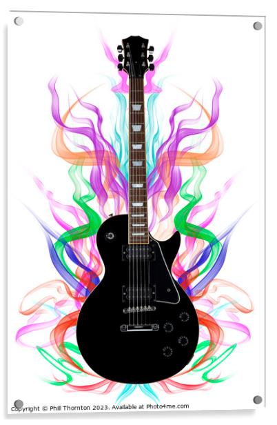 Smoking sound guitar Acrylic by Phill Thornton
