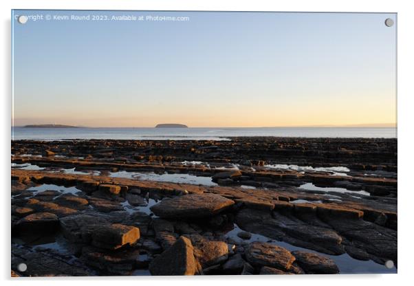 Lavernock Point Sunset Acrylic by Kevin Round
