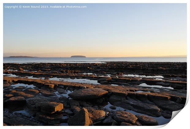 Lavernock Point Sunset Print by Kevin Round