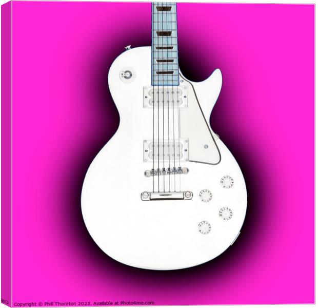 Pink Eclipse Inverted  White Guitar Canvas Print by Phill Thornton
