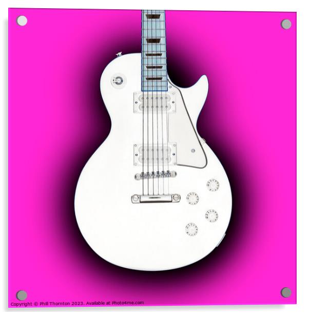 Pink Eclipse Inverted  White Guitar Acrylic by Phill Thornton