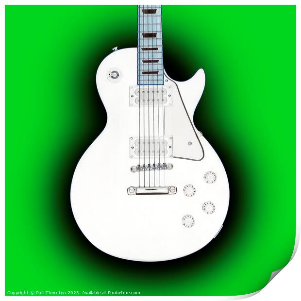 Striking Contrast Guitar on green eclipse Print by Phill Thornton