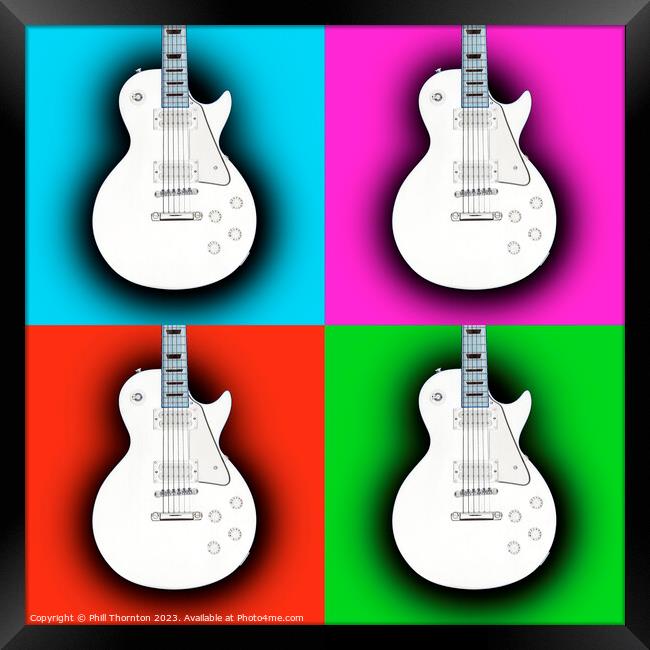 The Electrifying Guitar on a coloured grid Framed Print by Phill Thornton