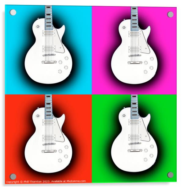 The Electrifying Guitar on a coloured grid Acrylic by Phill Thornton