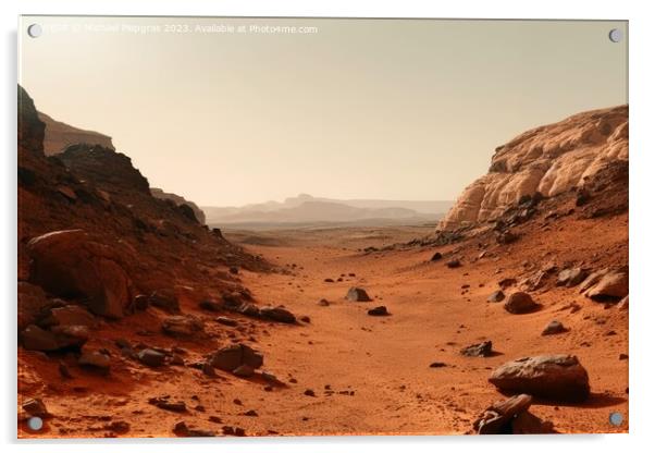 A stunning mars landscape during daytime created with generative Acrylic by Michael Piepgras