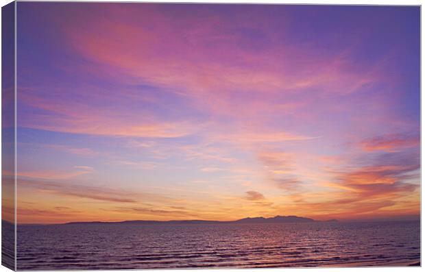 Beautiful sky over Arran at sunset Canvas Print by Allan Durward Photography