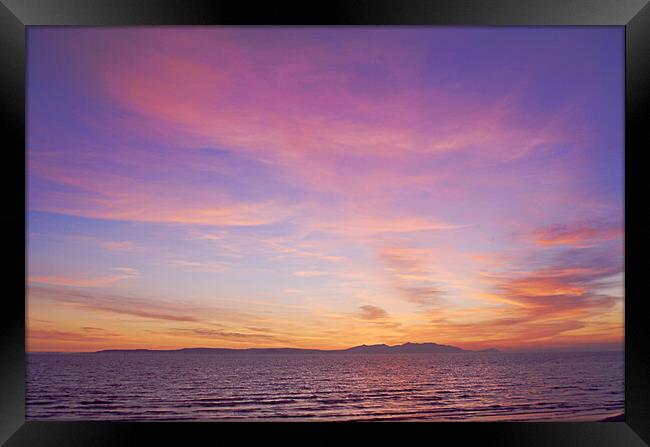 Beautiful sky over Arran at sunset Framed Print by Allan Durward Photography
