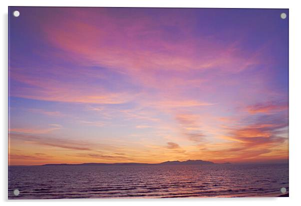 Beautiful sky over Arran at sunset Acrylic by Allan Durward Photography