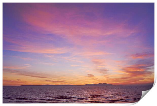 Beautiful sky over Arran at sunset Print by Allan Durward Photography