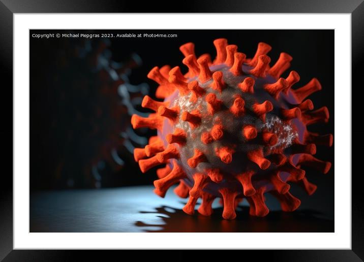 Corona virus macro shot of flu disease variant created with gene Framed Mounted Print by Michael Piepgras