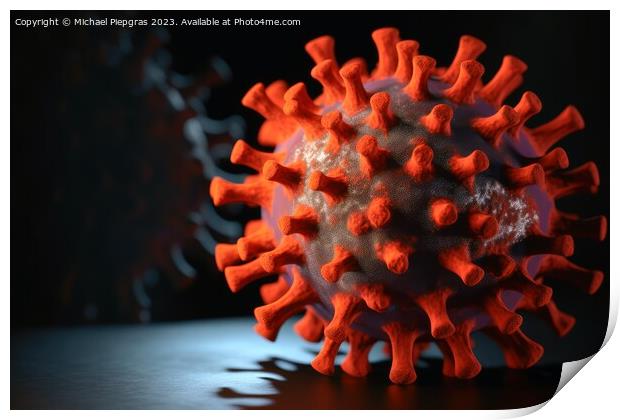Corona virus macro shot of flu disease variant created with gene Print by Michael Piepgras