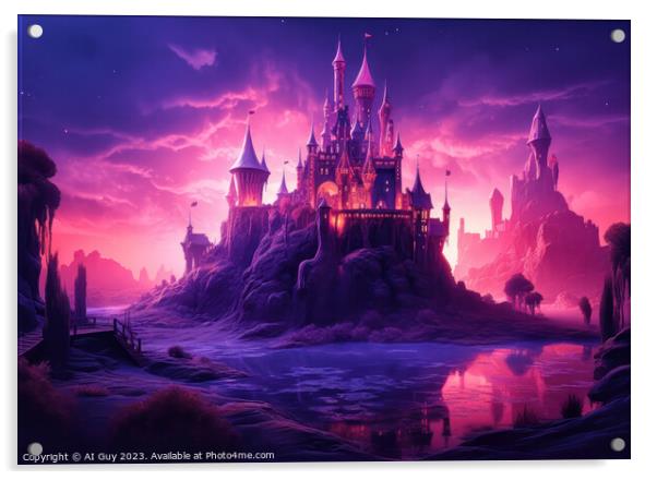 Fantasy Neon Castle Acrylic by Craig Doogan Digital Art