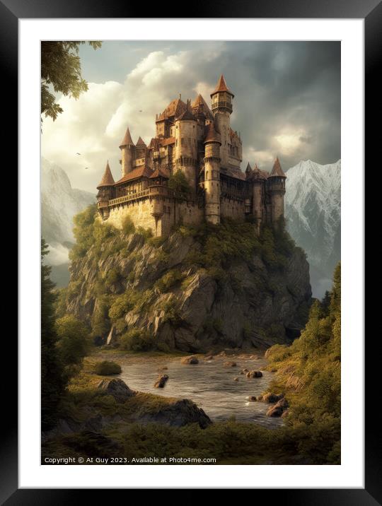 Fantasy Castle Painting Framed Mounted Print by Craig Doogan Digital Art