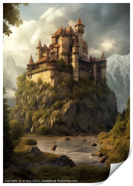 Fantasy Castle Painting Print by Craig Doogan Digital Art