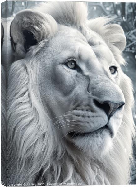 White Lion Portrait Canvas Print by Craig Doogan Digital Art