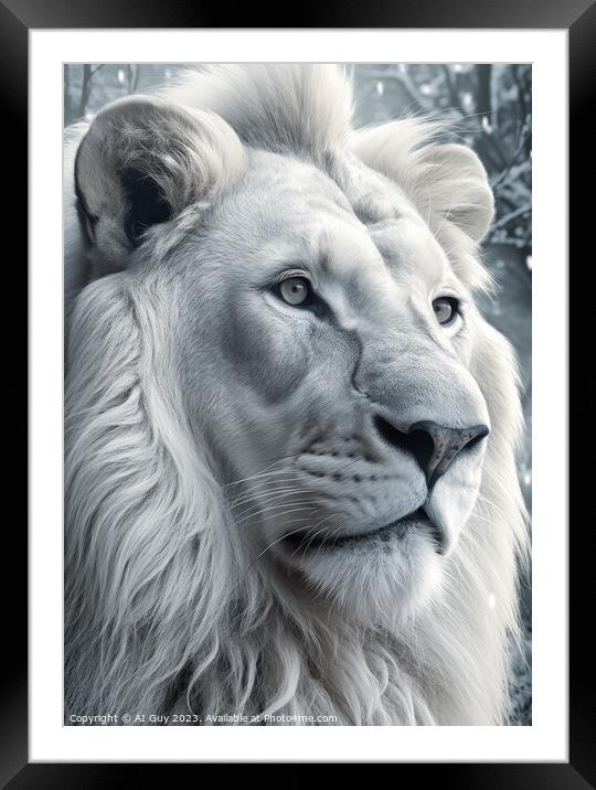 White Lion Portrait Framed Mounted Print by Craig Doogan Digital Art