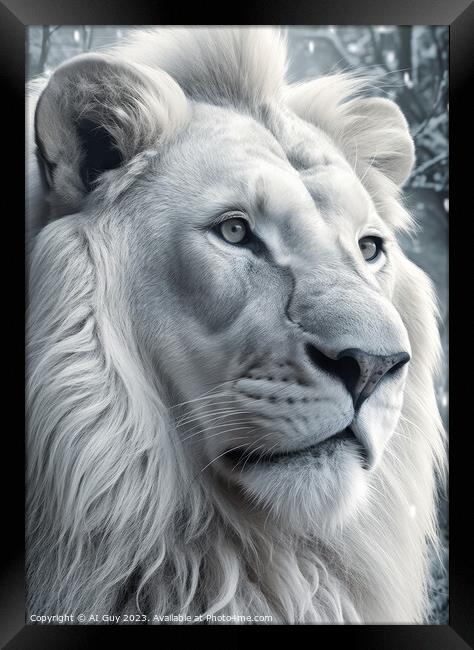 White Lion Portrait Framed Print by Craig Doogan Digital Art