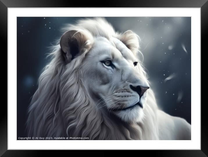 Fantasy White Lion Framed Mounted Print by Craig Doogan Digital Art