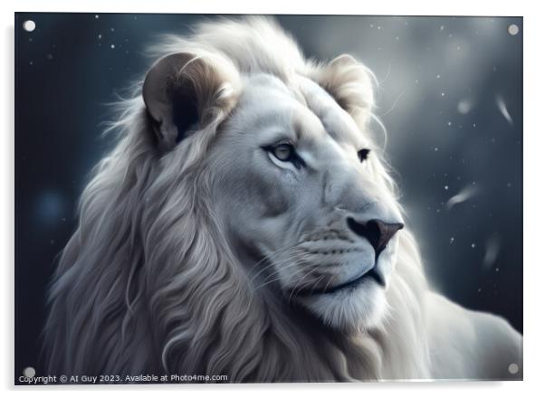 Fantasy White Lion Acrylic by Craig Doogan Digital Art