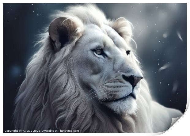 Fantasy White Lion Print by Craig Doogan Digital Art