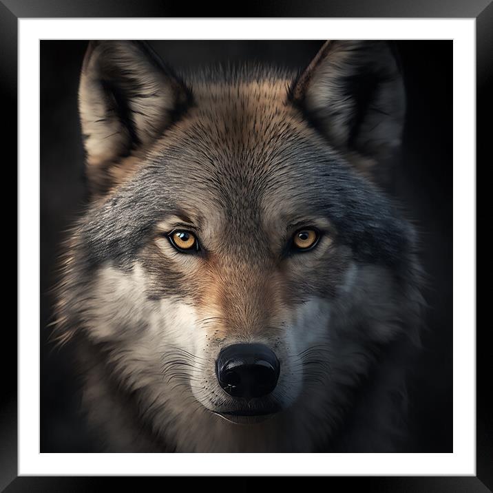 The Wolf Portrait 2 Framed Mounted Print by Picture Wizard