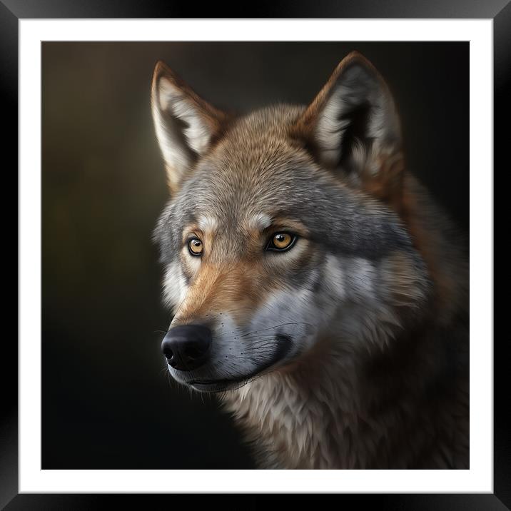 The Wolf Portrait 3 Framed Mounted Print by Picture Wizard