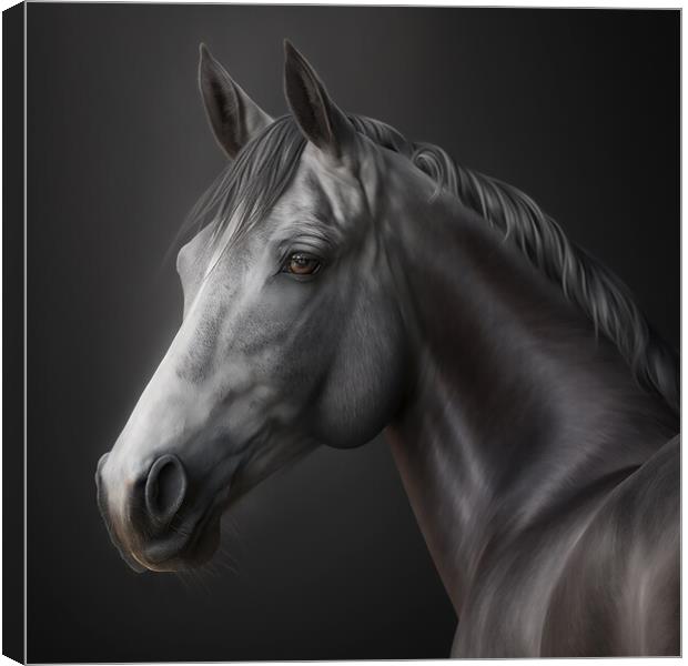 Grey Horse Portrait 1 Canvas Print by Picture Wizard