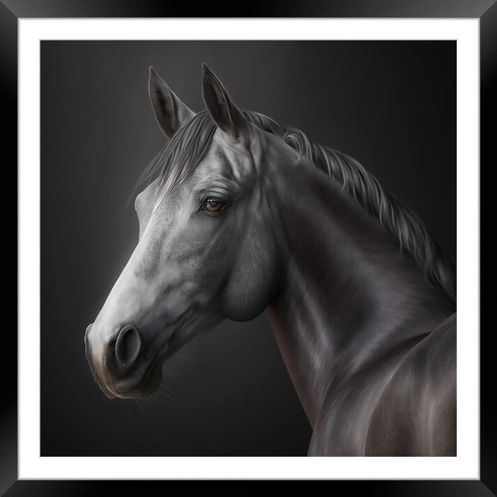 Grey Horse Portrait 1 Framed Mounted Print by Picture Wizard