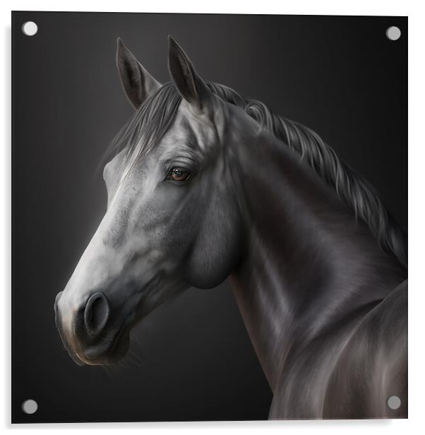 Grey Horse Portrait 1 Acrylic by Picture Wizard
